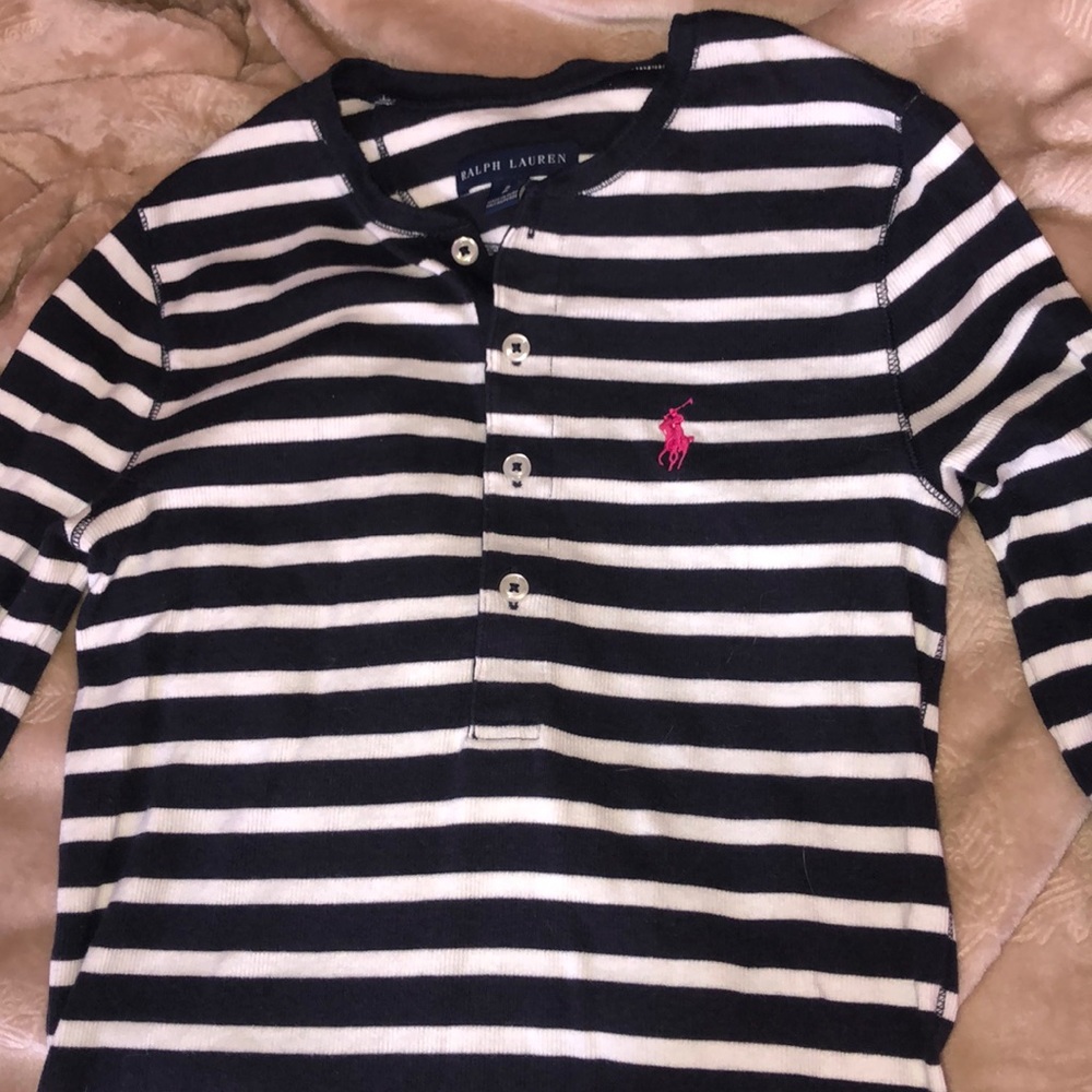 navy blue and white stripped long sleeve